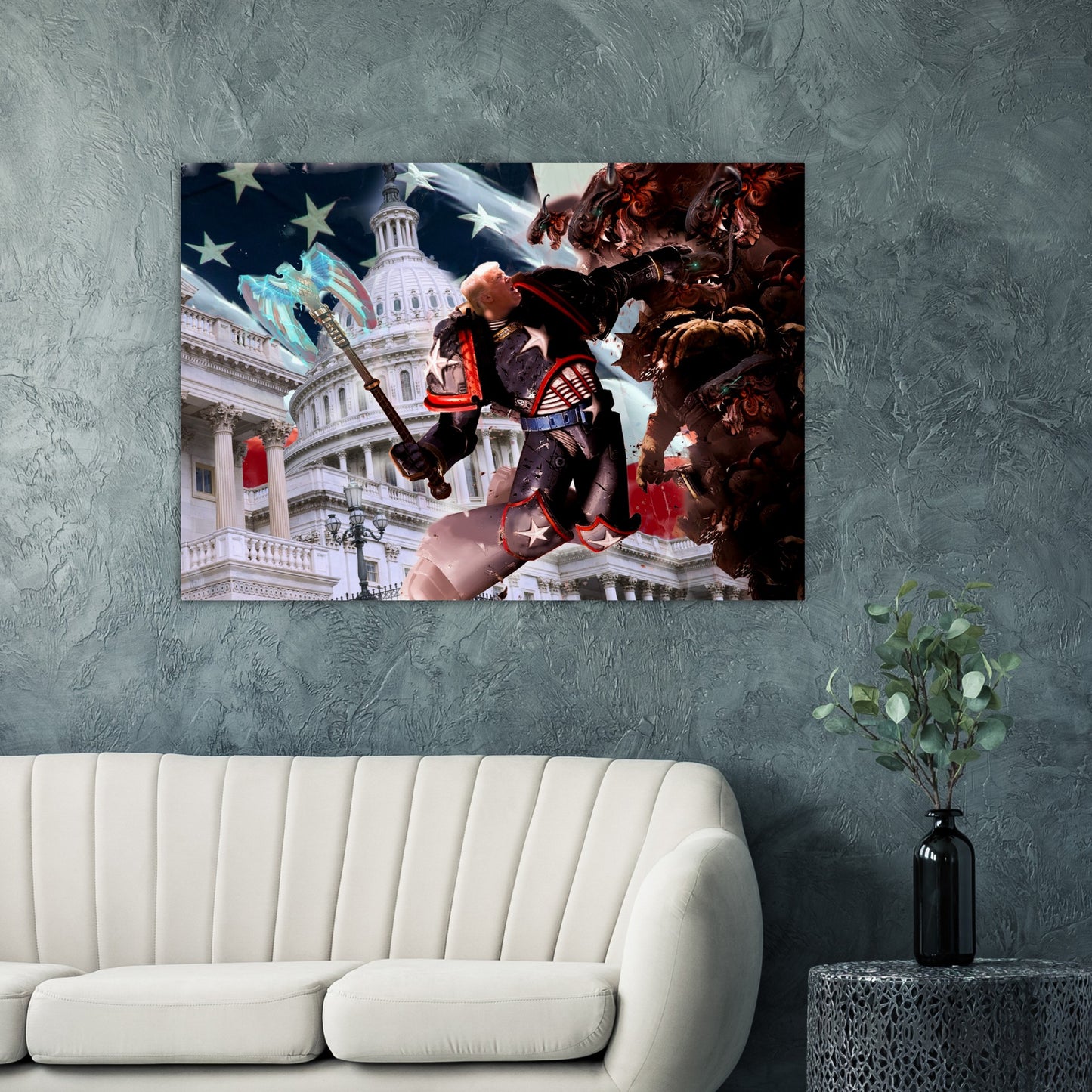 METAL POSTER - Trump Fights the Demon Donkeys of Capitol Hill